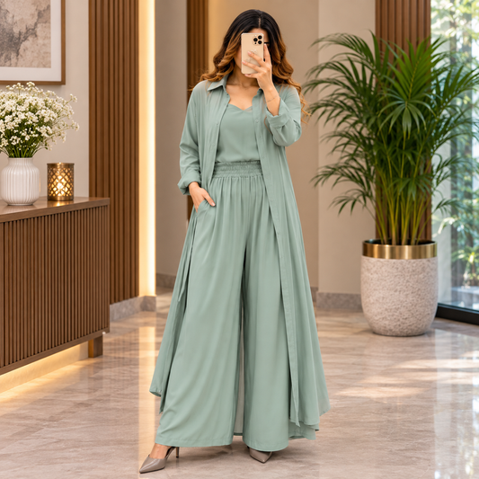 Women's 3-Piece Co-Ord Set with Long Shrug