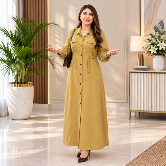 Women's Maxi Style Dress with Waist Belt | Casual & Office Wear