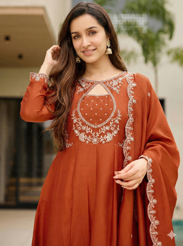Women Ethnic Motifs Embroidered Regular Kurta with Trousers & With Dupatta