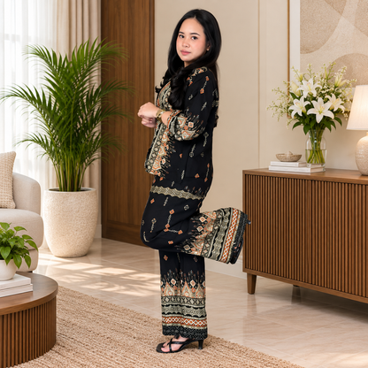 Stylish Black Reyon Co Ord Set
