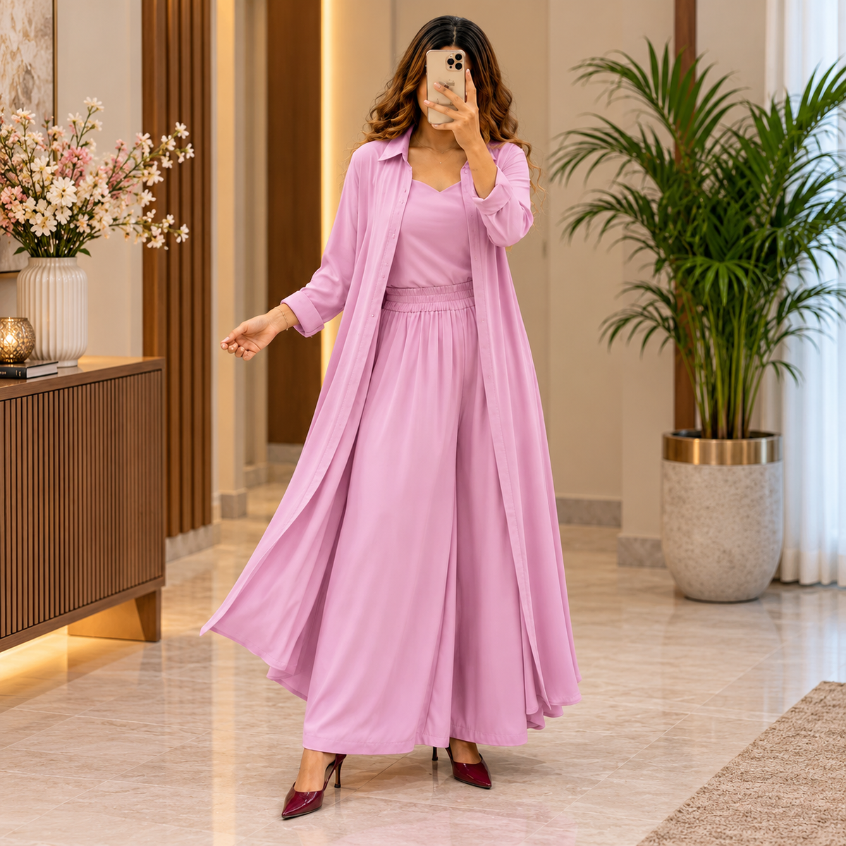 Women's 3-Piece Co-Ord Set with Long Shrug