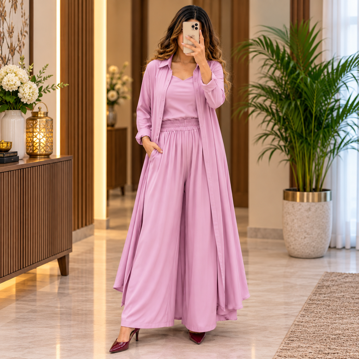 Women's 3-Piece Co-Ord Set with Long Shrug