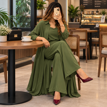 Women's 3-Piece Co-Ord Set with Long Shrug