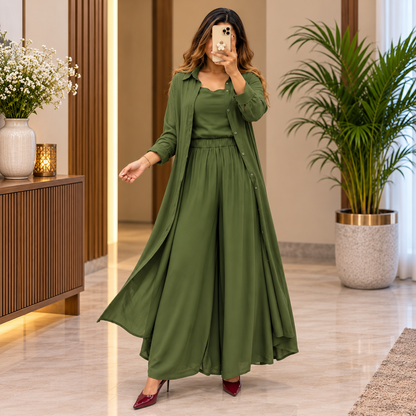 Women's 3-Piece Co-Ord Set with Long Shrug