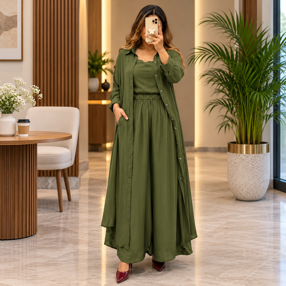 Women's 3-Piece Co-Ord Set with Long Shrug