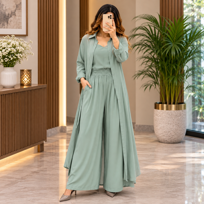 Women's 3-Piece Co-Ord Set with Long Shrug