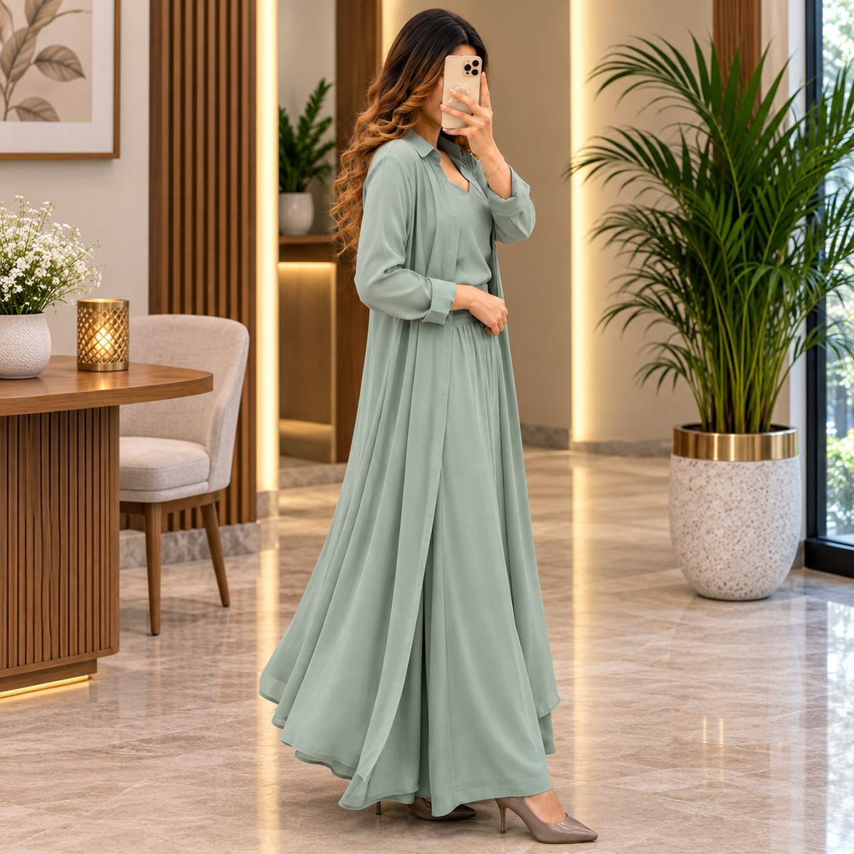 Women's 3-Piece Co-Ord Set with Long Shrug