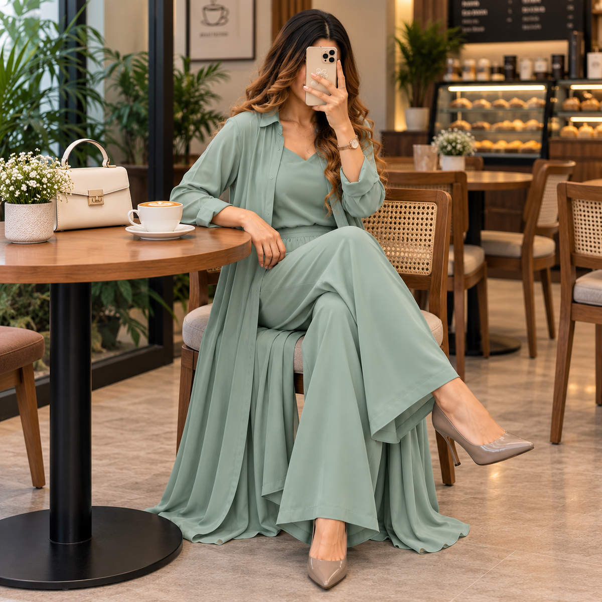 Women's 3-Piece Co-Ord Set with Long Shrug