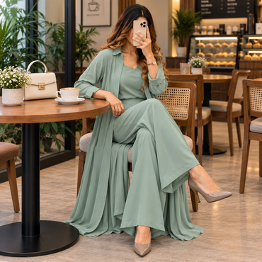 Women's 3-Piece Co-Ord Set with Long Shrug