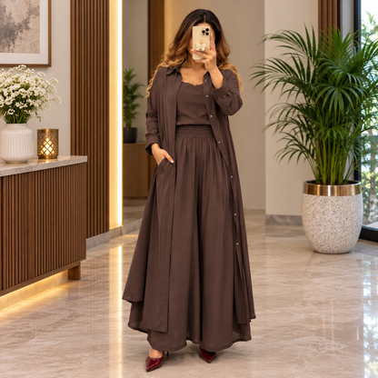 Women's 3-Piece Co-Ord Set with Long Shrug