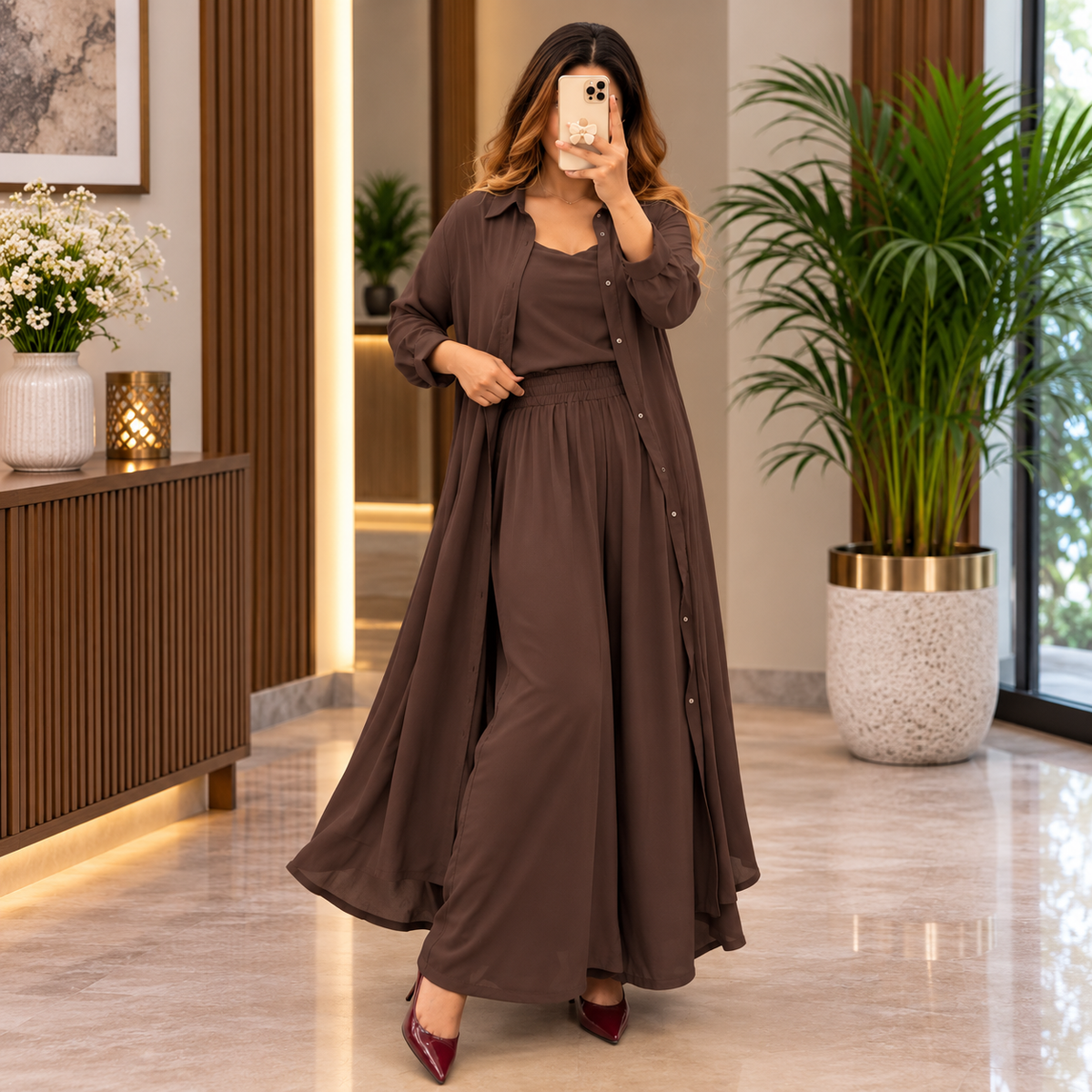 Women's 3-Piece Co-Ord Set with Long Shrug