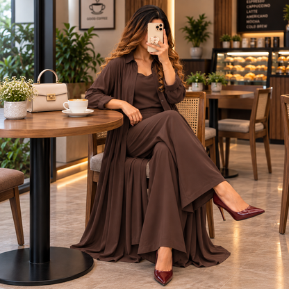 Women's 3-Piece Co-Ord Set with Long Shrug