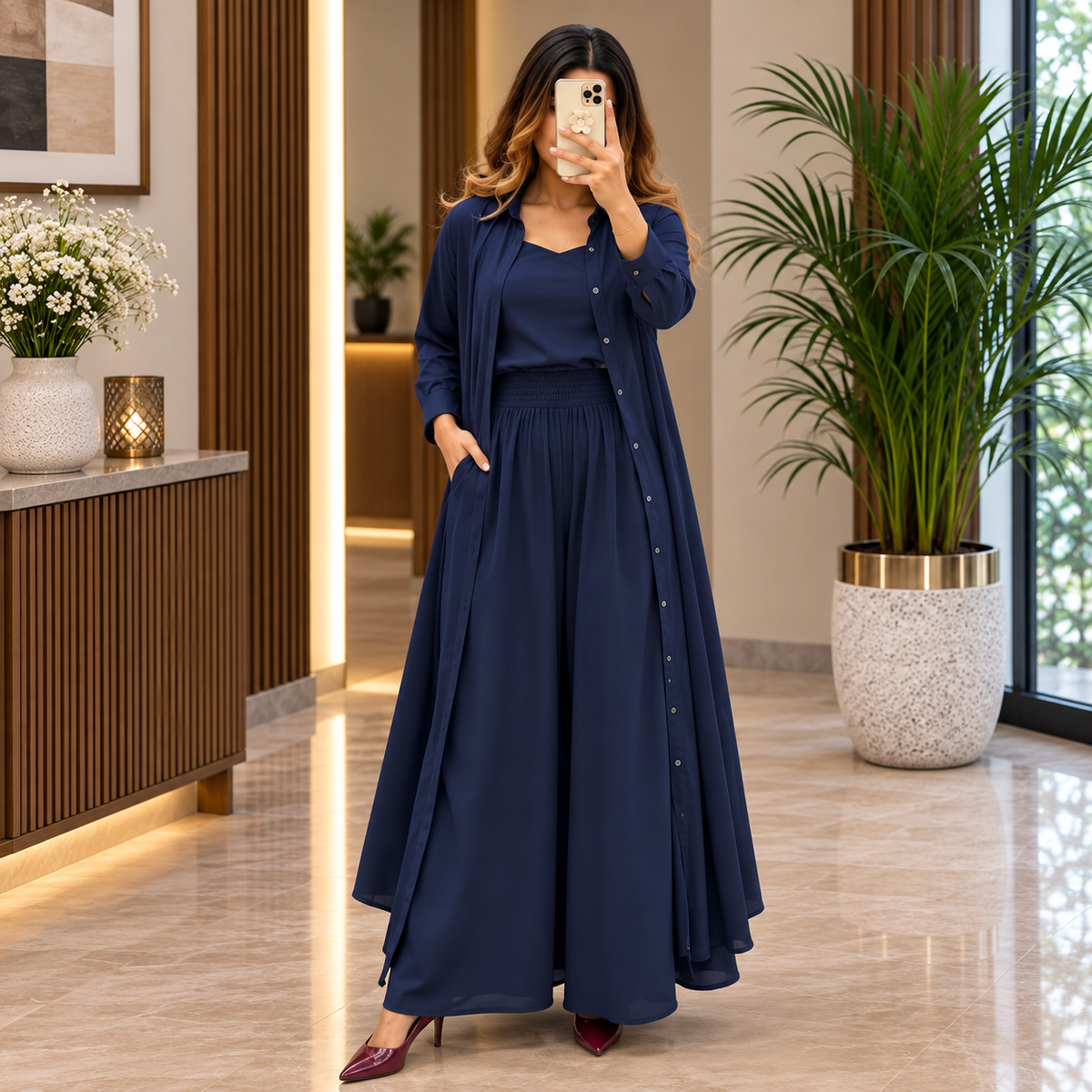 Women's 3-Piece Co-Ord Set with Long Shrug