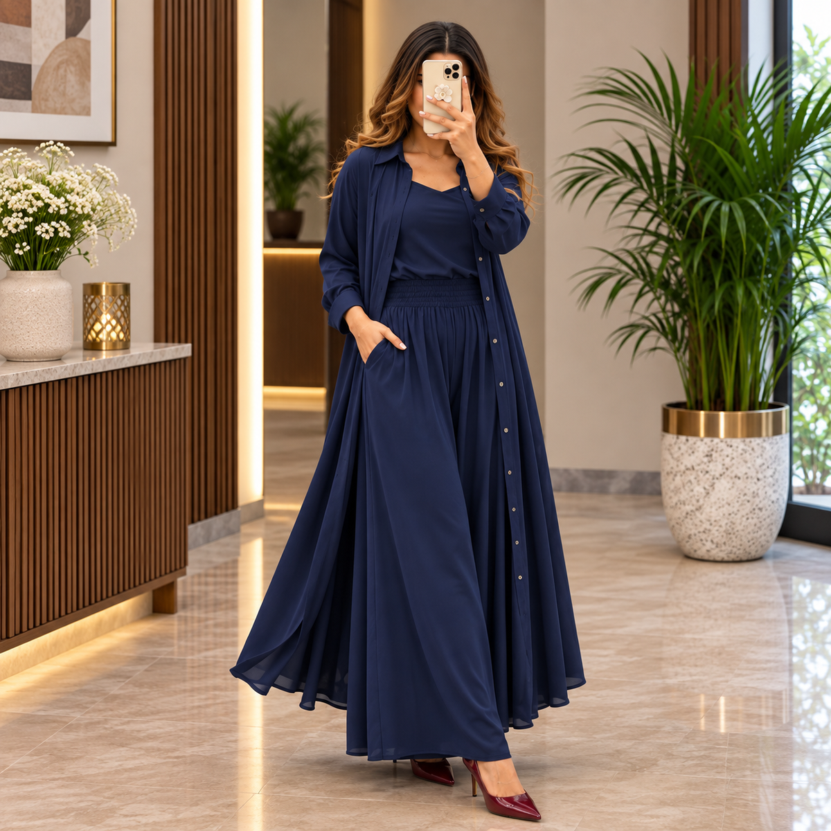 Women's 3-Piece Co-Ord Set with Long Shrug