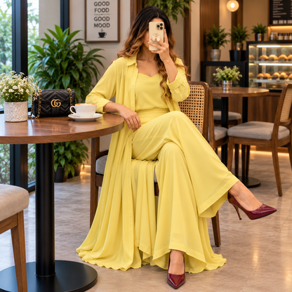 Women's 3-Piece Co-Ord Set with Long Shrug