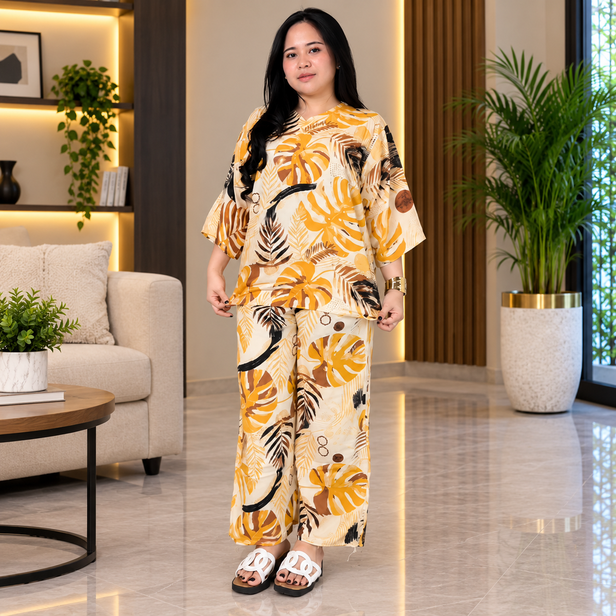 Yellow Printed Co-Ord Set for Women