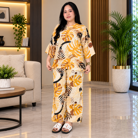 Yellow Printed Co-Ord Set for Women