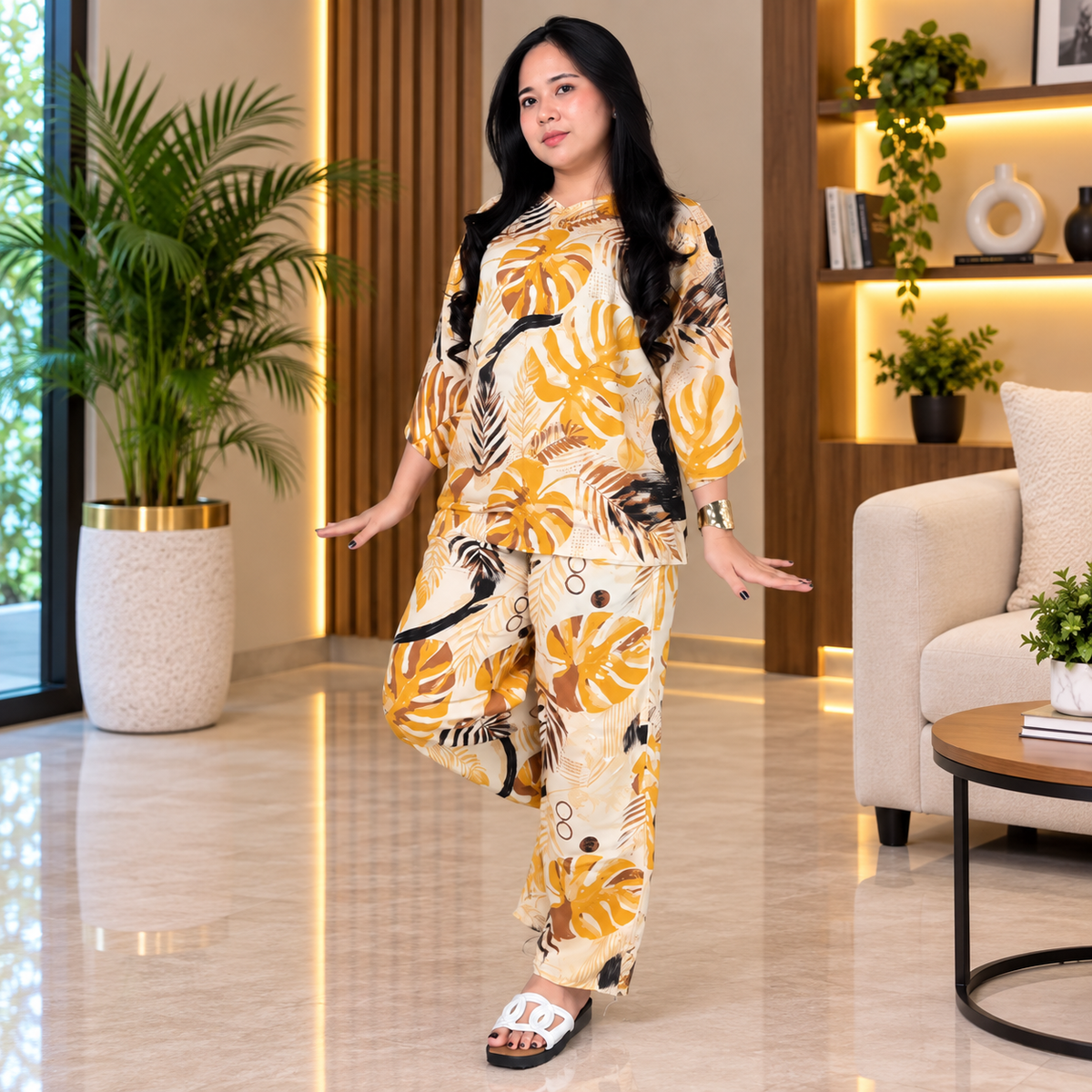 Yellow Printed Co-Ord Set for Women
