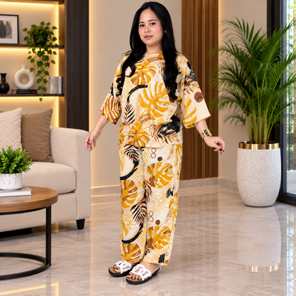 Yellow Printed Co-Ord Set for Women