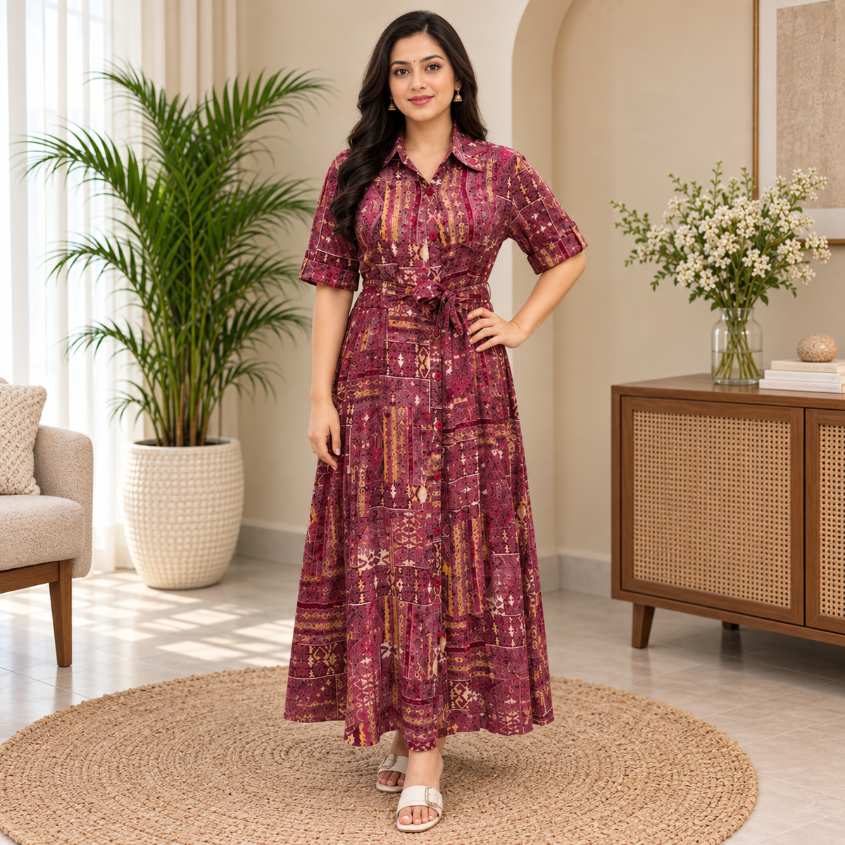Printed Rayon Maxi Dress