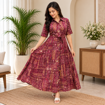 Printed Rayon Maxi Dress