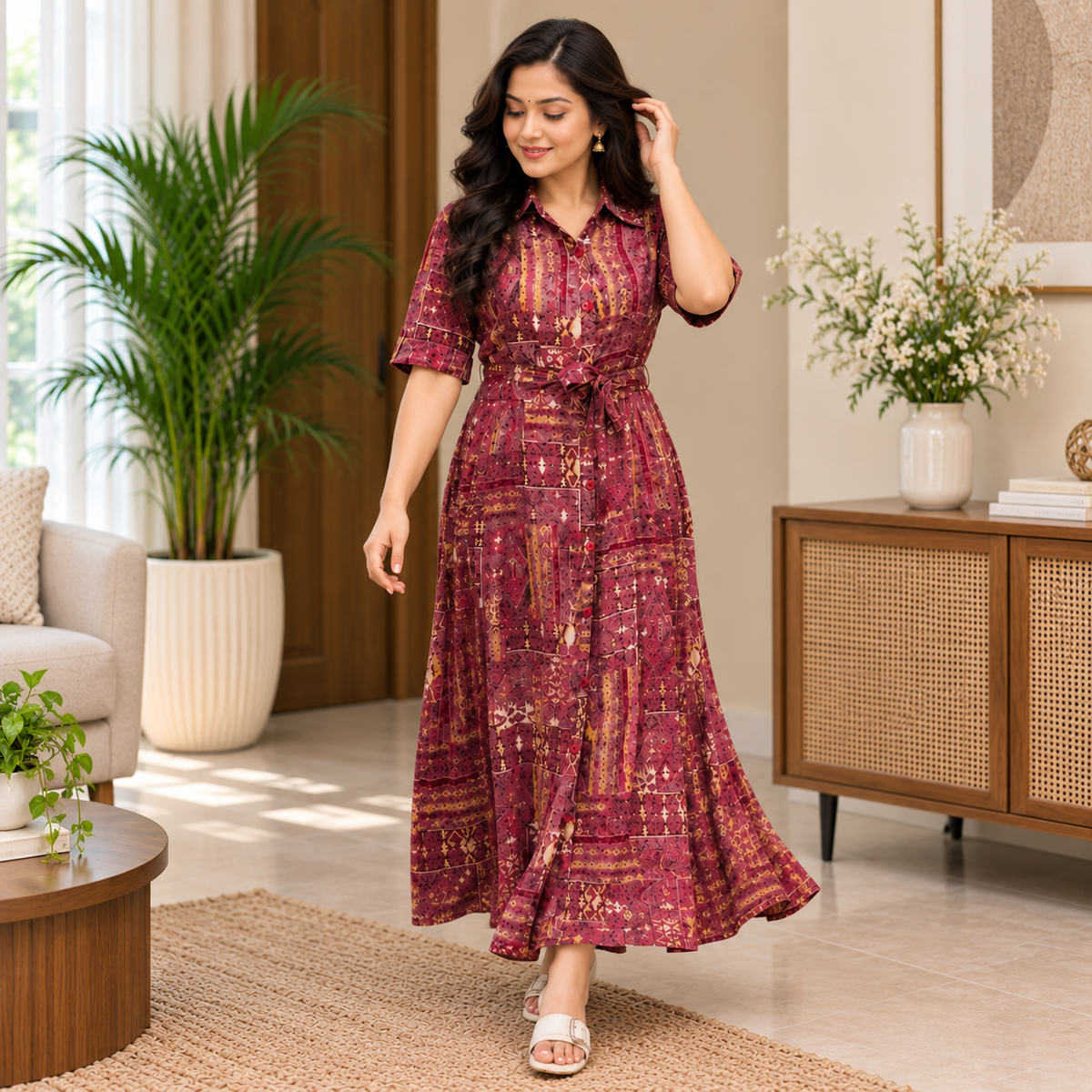 Printed Rayon Maxi Dress