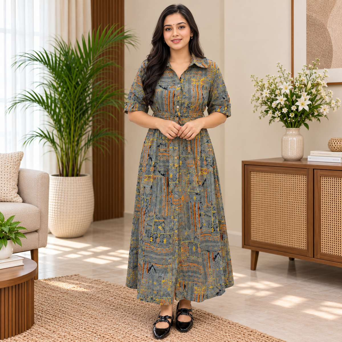 Printed Rayon Maxi Dress
