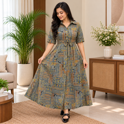 Printed Rayon Maxi Dress