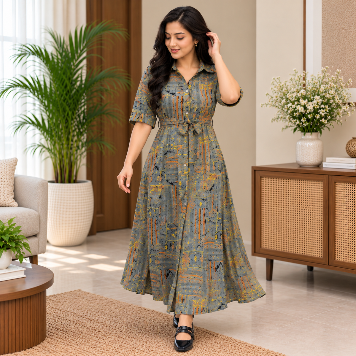 Printed Rayon Maxi Dress
