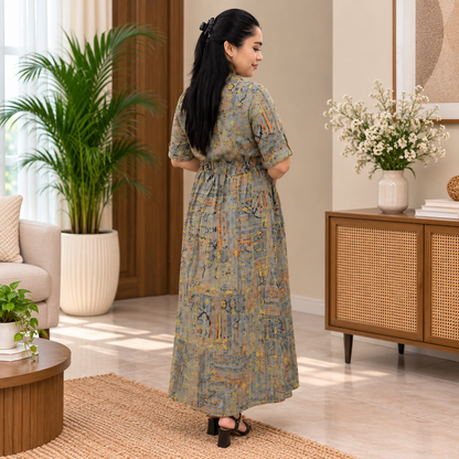 Printed Rayon Maxi Dress