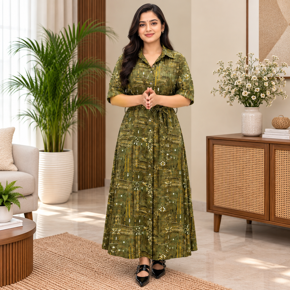 Printed Rayon Maxi Dress