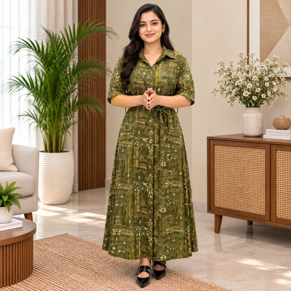 Printed Rayon Maxi Dress