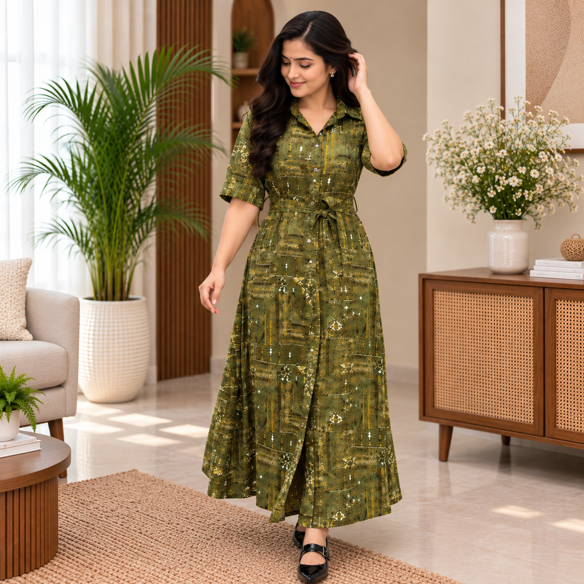 Printed Rayon Maxi Dress