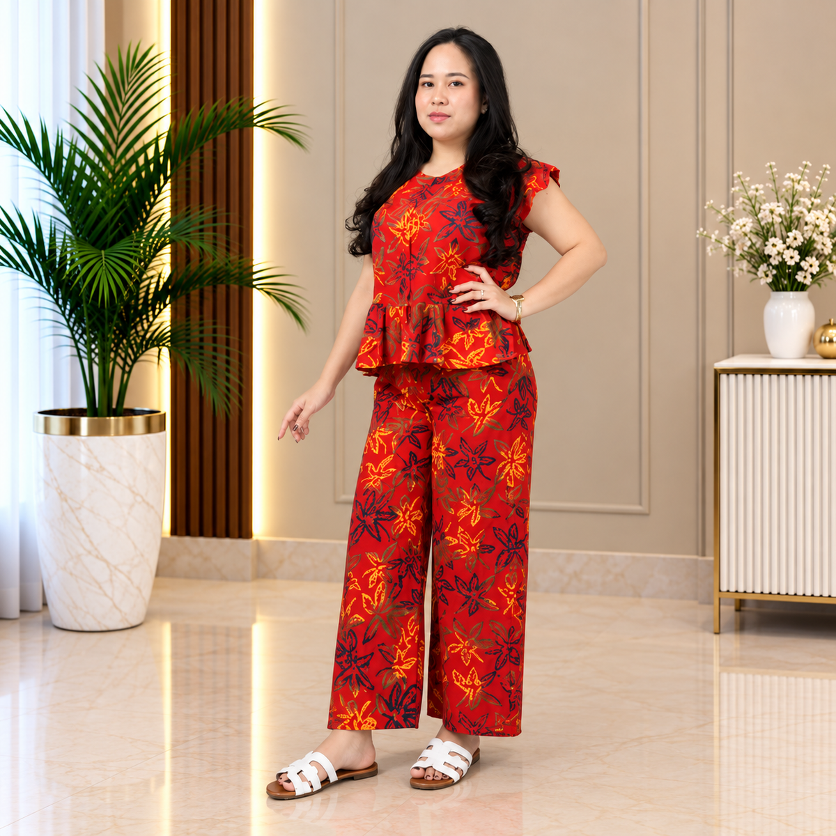 Red Floral Printed Co-Ord Set for Women