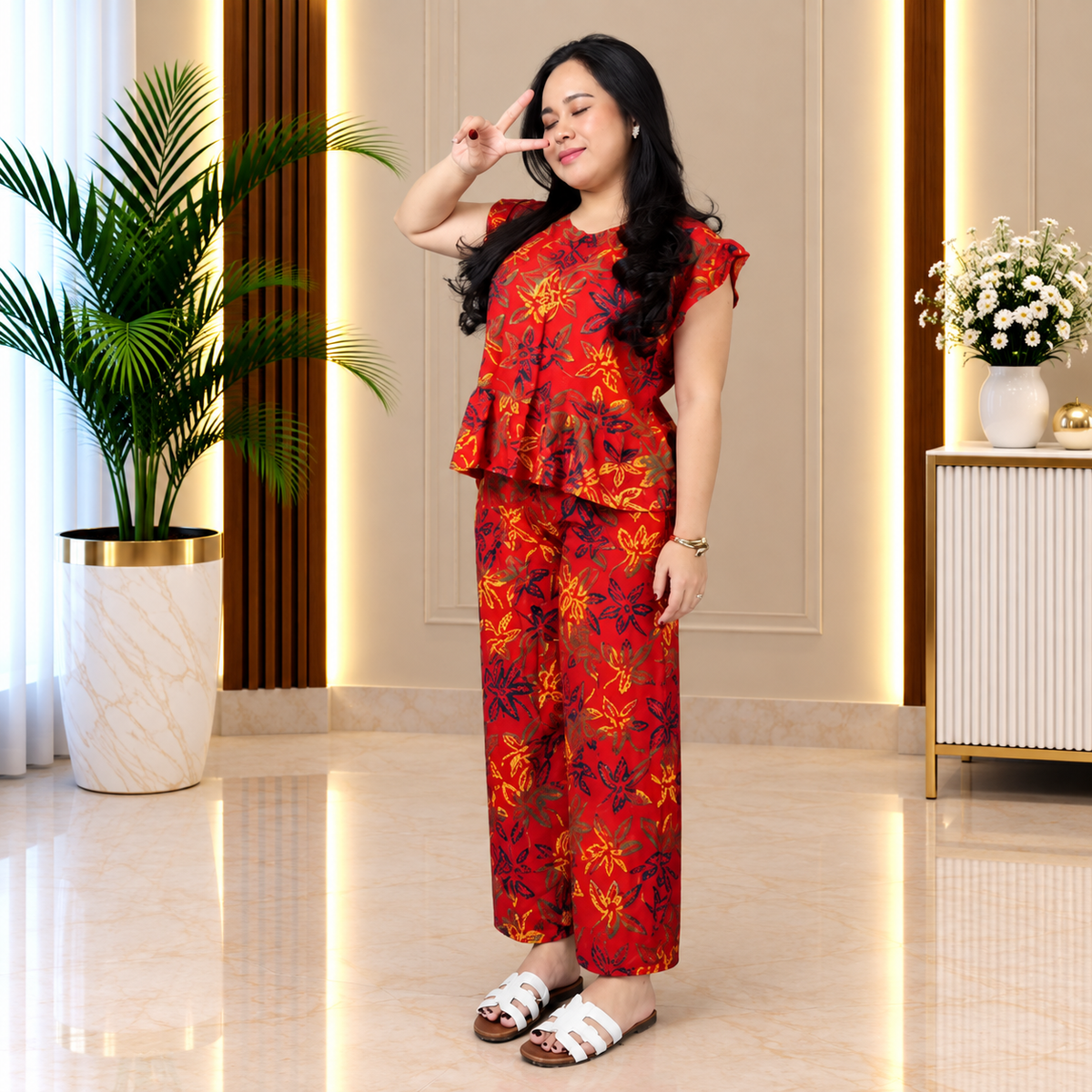 Red Floral Printed Co-Ord Set for Women