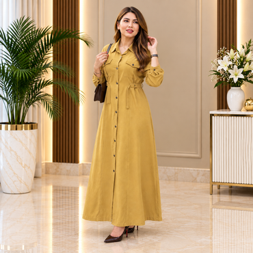 Women's Maxi Style Dress with Waist Belt | Casual & Office Wear