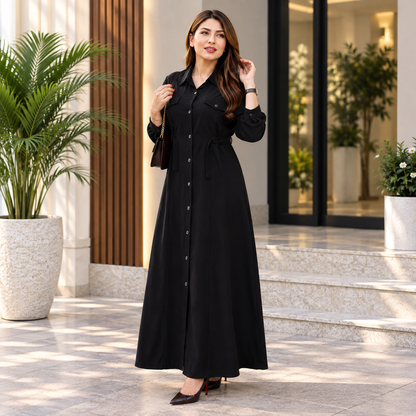 Women's Maxi Style Dress with Waist Belt | Casual & Office Wear