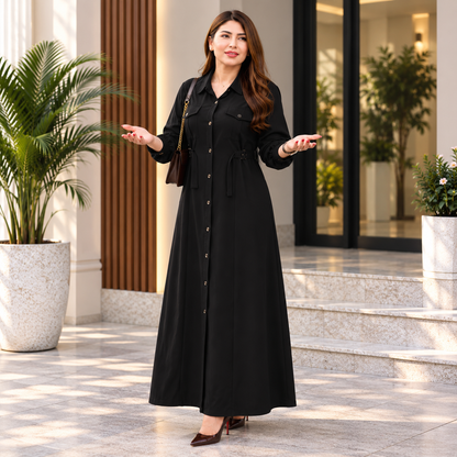 Women's Maxi Style Dress with Waist Belt | Casual & Office Wear