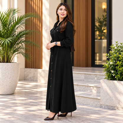 Women's Maxi Style Dress with Waist Belt | Casual & Office Wear