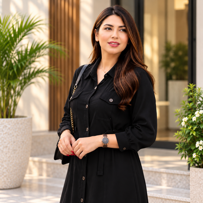Women's Maxi Style Dress with Waist Belt | Casual & Office Wear