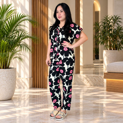 Black Printed Rayon Co-Ord Set