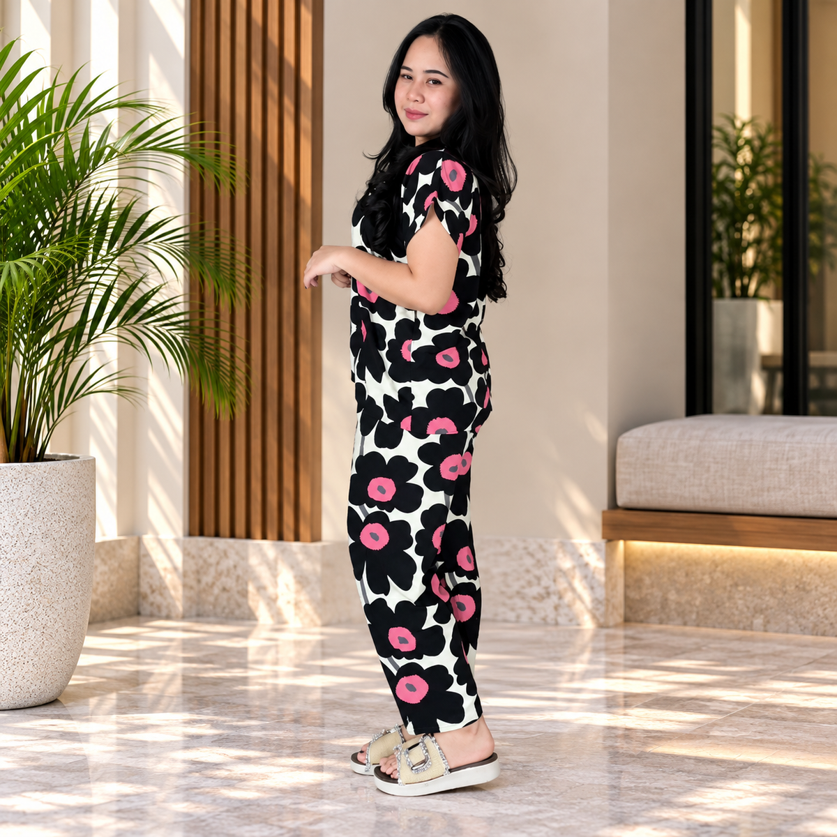 Black Printed Rayon Co-Ord Set