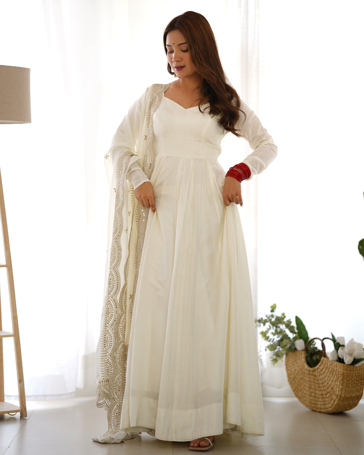Women’s Premium Chanderi Silk Anarkali Suit Set with Dupatta