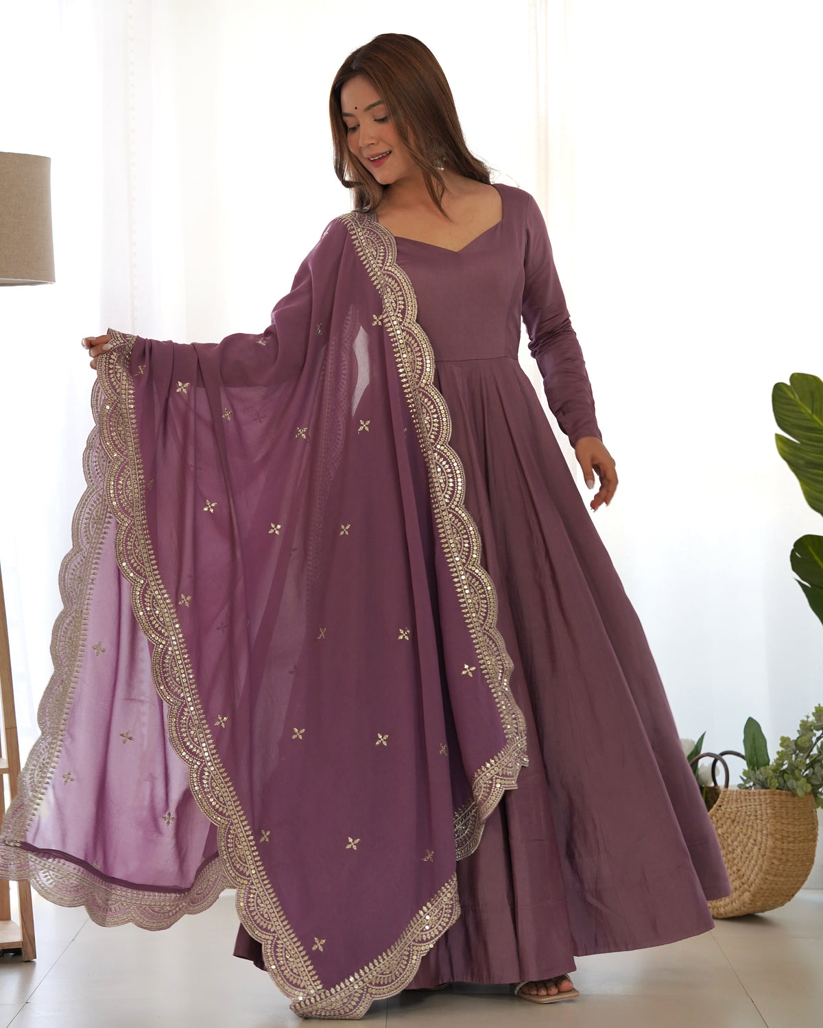 Women’s Premium Chanderi Silk Anarkali Suit Set with Dupatta