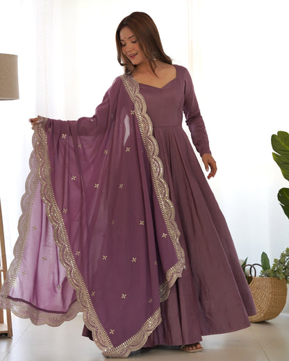 Women’s Premium Chanderi Silk Anarkali Suit Set with Dupatta