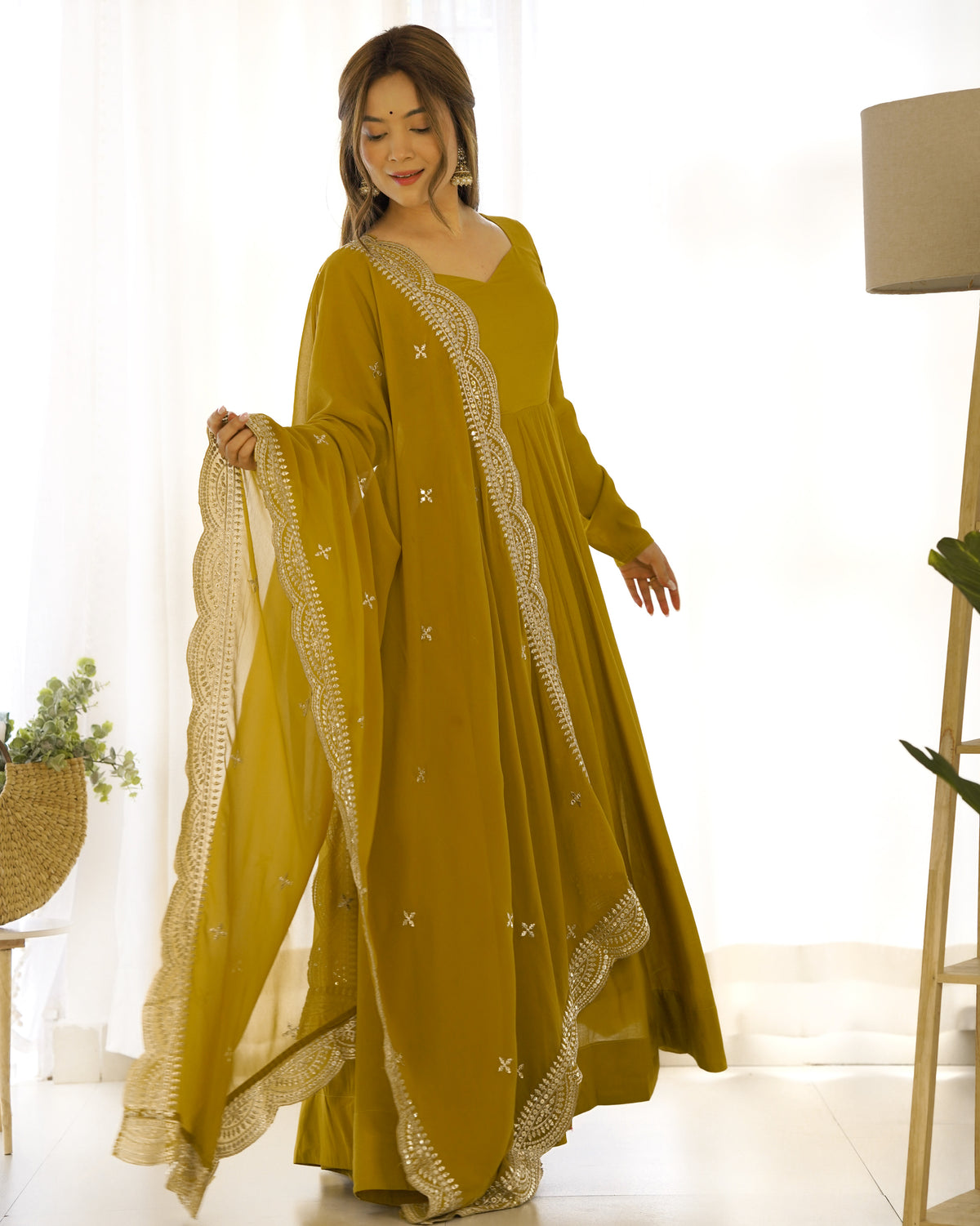 Women’s Premium Chanderi Silk Anarkali Suit Set with Dupatta