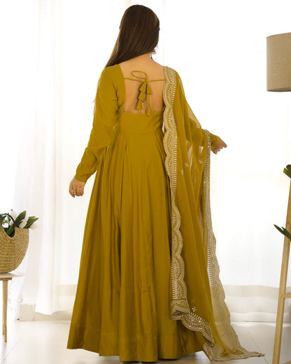 Women’s Premium Chanderi Silk Anarkali Suit Set with Dupatta
