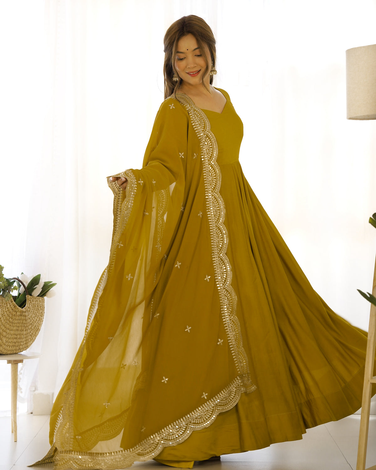 Women’s Premium Chanderi Silk Anarkali Suit Set with Dupatta