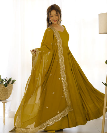 Women’s Premium Chanderi Silk Anarkali Suit Set with Dupatta