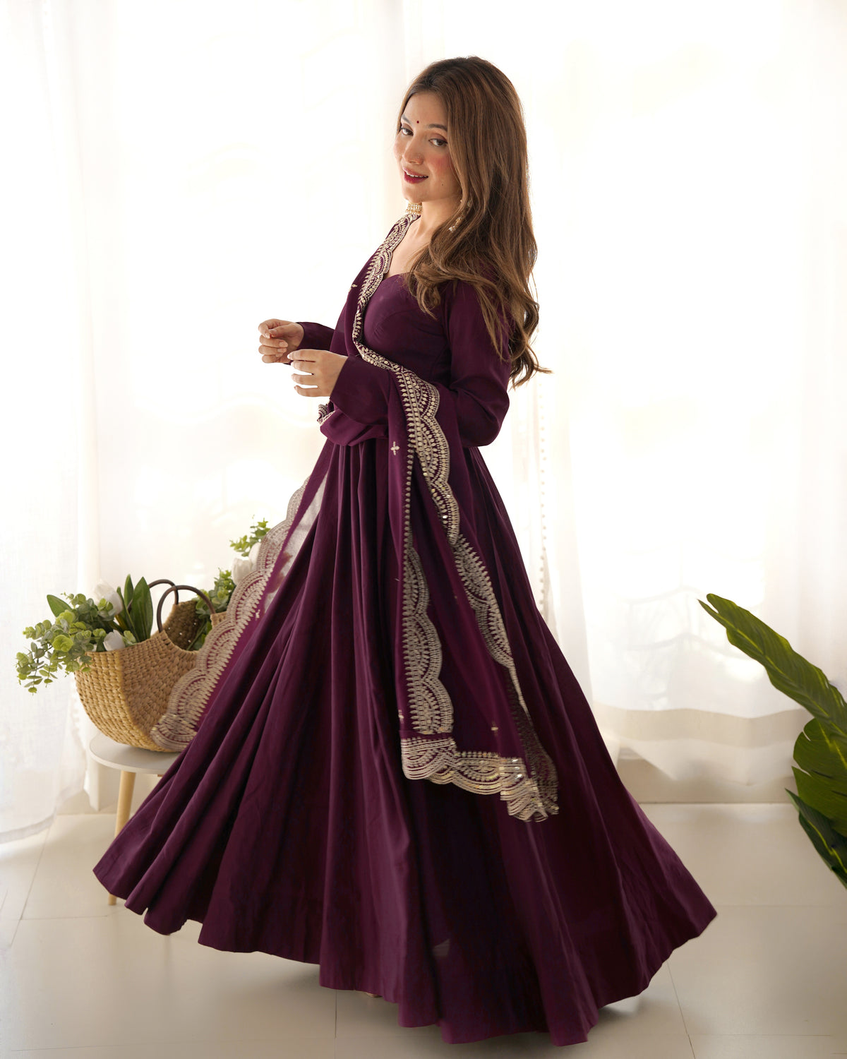 Women’s Premium Chanderi Silk Anarkali Suit Set with Dupatta